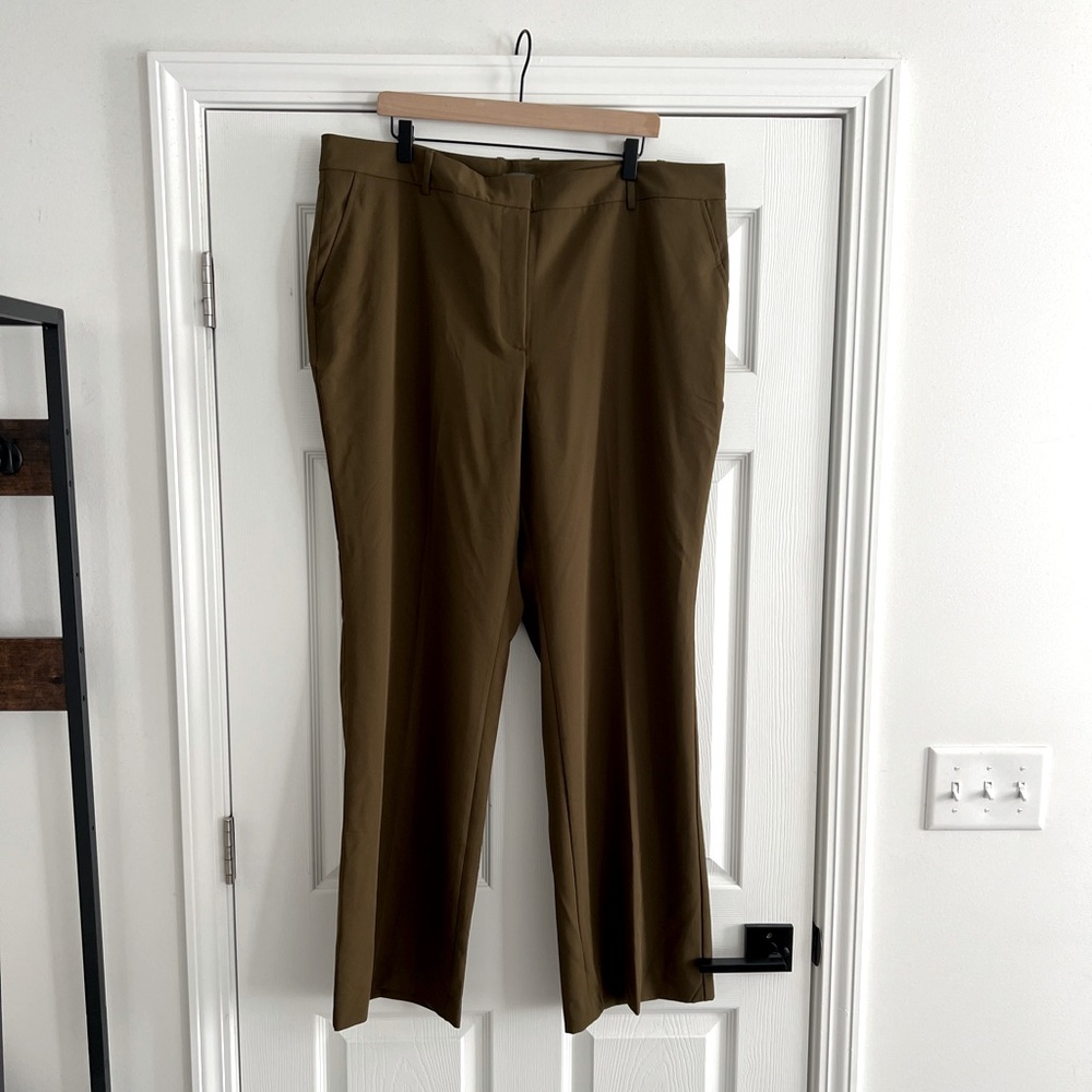Women's Olive Dress Pants - Classic Straight Leg